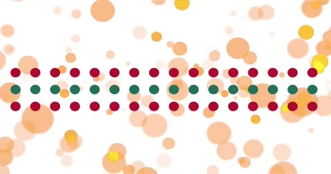 Faint peach circles emerging from dot band drifting around burgundy-green band Stock Footage 327060974