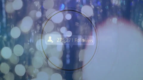 Faint ring appearing, followers UI tracing, incrementing, showing growth to Stock Footage 333925500