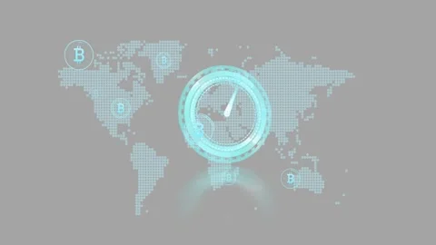 Faint ring forming, starting holo clock, rings pulsing, hands rotating, BTC Stock Footage 328469651