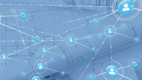 Faint ripple starting node pulsing spawning user and document nodes forming Video stock 317369717