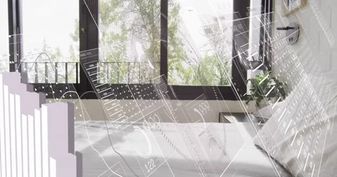 Faint schematics appearing, wire frames sweeping and 3D bars growing for Stock Footage 321956059