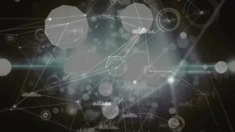 Faint streaks starting node lines while data network forming, pulsing, resolving Stock Footage 321956286