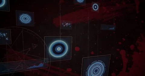 Faint target appearing top-center, causing panels sliding from top-left and Stock Footage 331161357