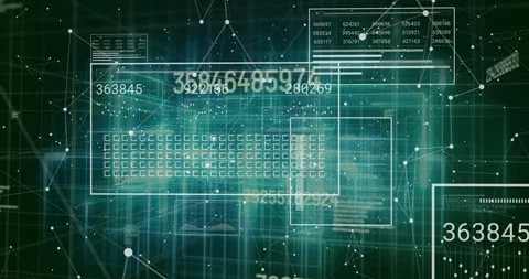 Faint white frames appearing triggers data panels sliding and updating digits Stock Footage 310971802