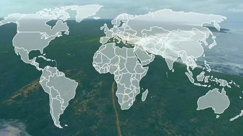 Faint world map overlay appearing expand... | Stock Video | Pond5