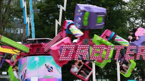 Fair Amusement activities in Summer, Halifax. Children's recreational activities Video stock 329400507