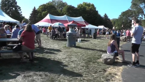 Fair Crowd Pan1 Stock Footage 199104182