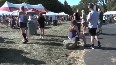 Fair Crowd Pan3 Stock Footage 199106216