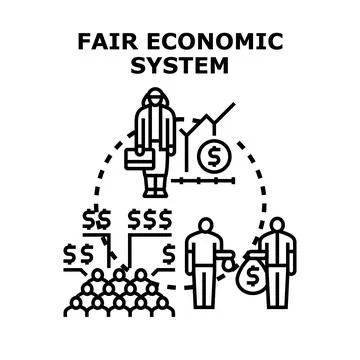 Fair economic system providing wealth distribution and social equality Stock Illustration