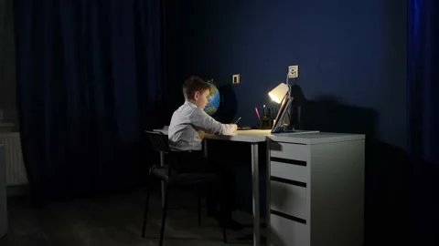 Fair-haired boy draws in a notebook Vidéo 169307163