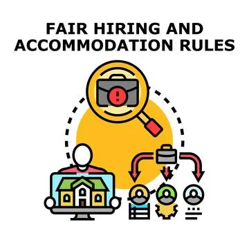 Fair hiring and accommodation rules concept illustration Stock Illustration