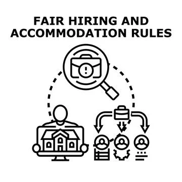 Fair hiring and accommodation rules concept illustration Stock Illustration