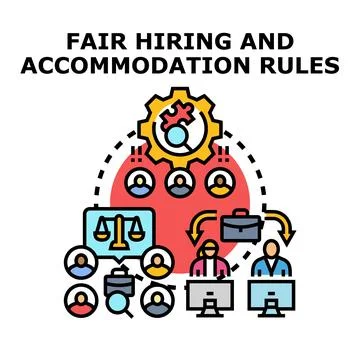 Fair hiring and accommodation rules concept Stock Illustration