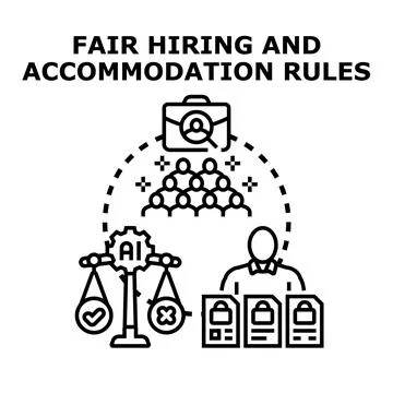 Fair hiring and accommodation rules concept Stock Illustration