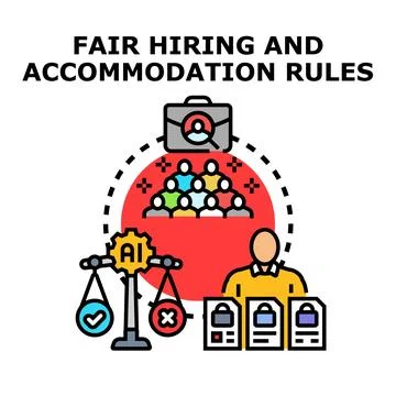 Fair hiring and accommodation rules concept Stock Illustration