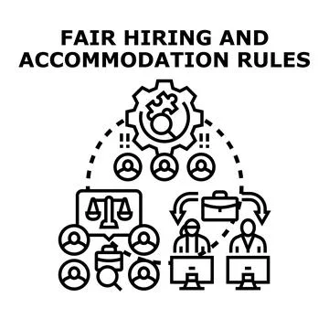 Fair hiring and accommodation rules concept Stock Illustration