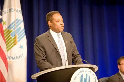 Fair Housing Month program ( Fair Housing 2010--Time to Act ), HUD headqua... Stock Photos