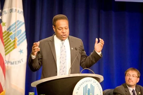 Fair Housing Month program ( Fair Housing 2010--Time to Act ), HUD headqua... Stock Photos