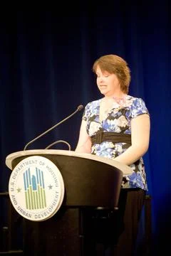 Fair Housing Month program ( Fair Housing 2010--Time to Act ), HUD headqua... Stock Photos