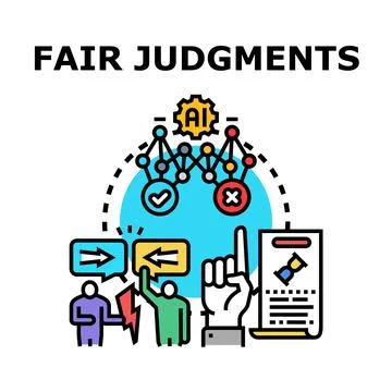 Fair judgments concept reflecting artificial intelligence analysis Illustrazione stock