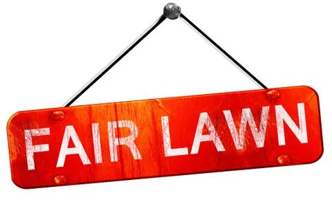 Fair lawn, 3D rendering, a red hanging sign Stock Illustration