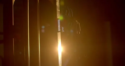 Fair light reflects off exercise machine.Fair light in the evening sun.Fitness. Stock Footage 254505842