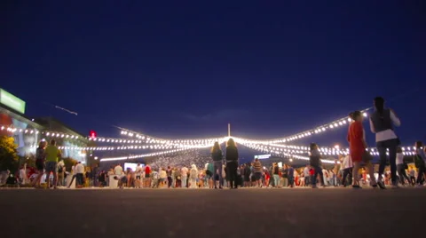 Fair lights people Stock Footage 68030757