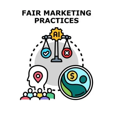 Fair marketing practices with artificial intelligence balancing ethics Stock Illustration