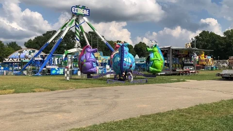 Fair Ride Disassembling Packing Up Stock Footage 112152155