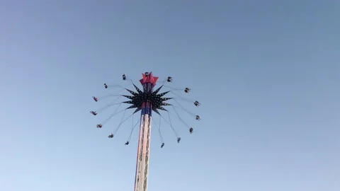 Fair Rides Spin High in Sky Video stock 117142287
