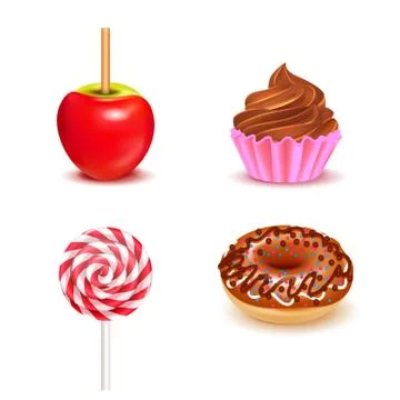 Fair Sweets Realistic Set Stock Illustration