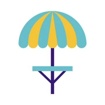 Fair table with parasol flat style icon Illustrazione stock