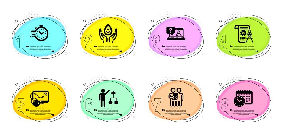 Fair trade, Survey and Algorithm icons set. Timer, Calendar time and Divider Illustrazione stock