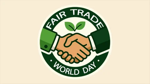 Fair trade world day handshake logo Stockbeeldmateriaal 339299599
