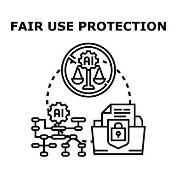 Fair use protection concept for artificial intelligence data Stock Illustration