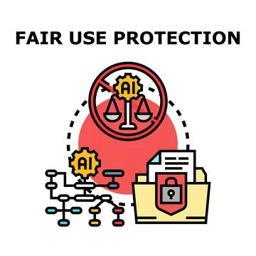 Fair use protection concept for artificial intelligence data Stock Illustration