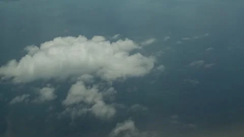 Fair-weather cumulus cloud viewed from an airplane above the Mediterranean Stock Footage 337601203