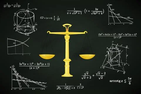 Fair weight on blackboard with math calculations vector illustration Stock Illustration