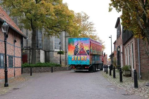 A fair will be built in the center of a Dutch town Stock Photos