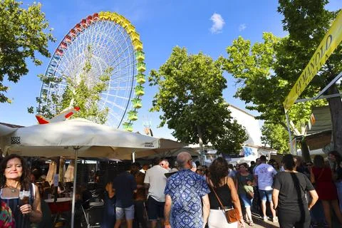 The Fairground of Albacete city, also called 'the Pan' at night Stock Photos
