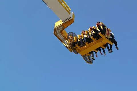 Fairground attractions at amusement park Stock Photos