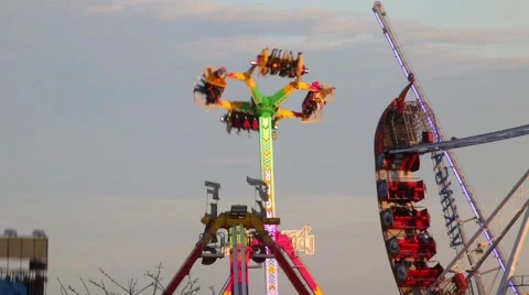 Fairground attractions at sunset. Stock Footage 62855010