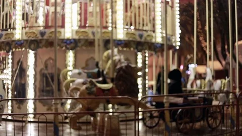 Fairground carousel at night Stock Footage 82442133