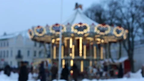 Fairground carousel at night Stock Footage 119847430