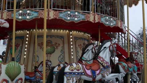 Fairground carousel at night Stock Footage 119847463