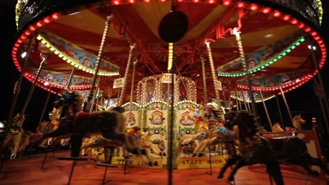 Fairground carousel at night Stock-Footage 133716465
