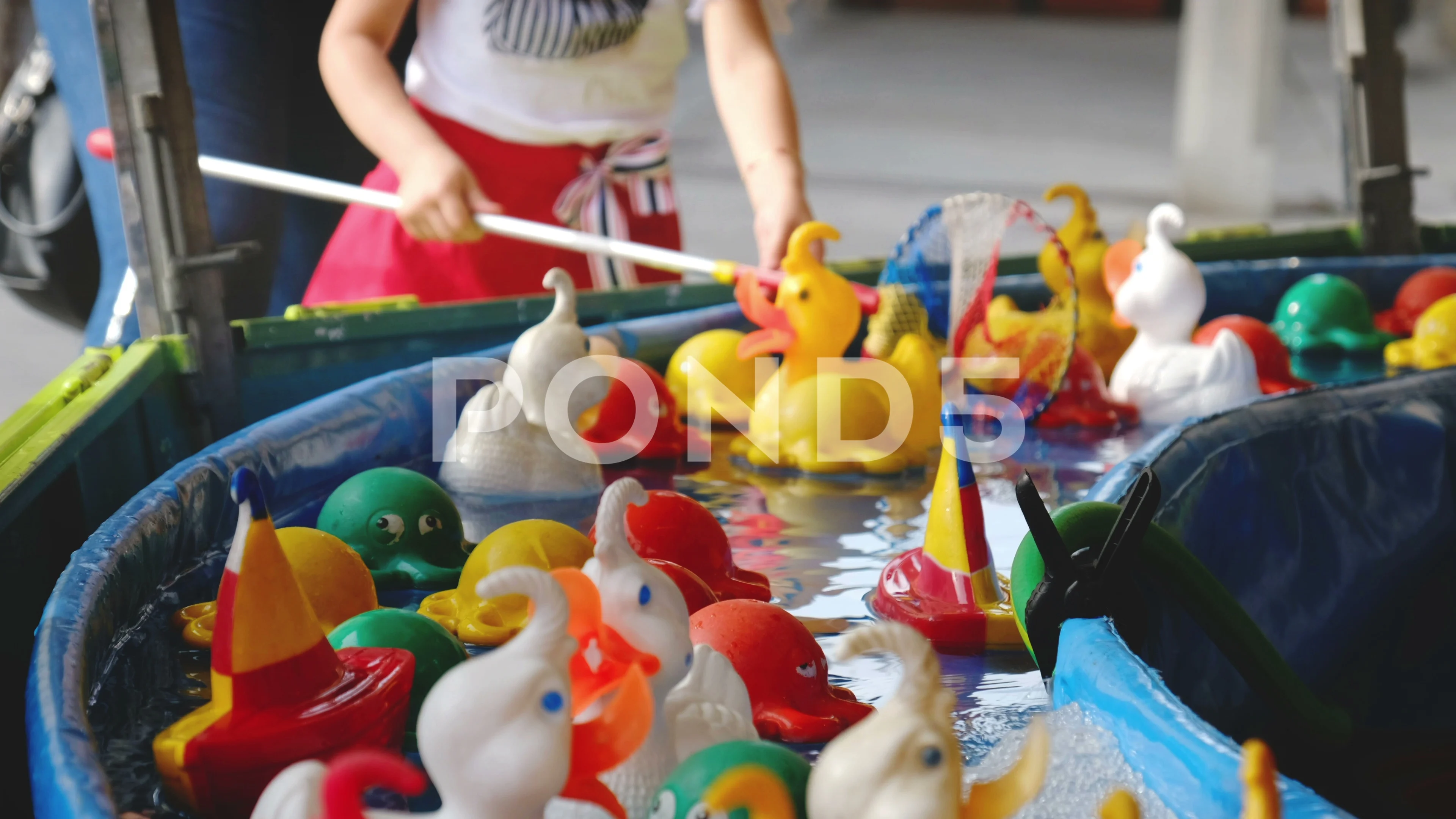 fairground classic game of rubber ducks , Stock Video
