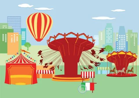 Fairground, funfair, amusement Stock Illustration
