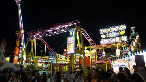 Fairground at night Stock Footage 99195053