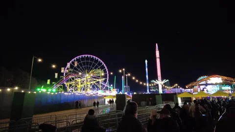 Fairground at night Stock Footage 179464621